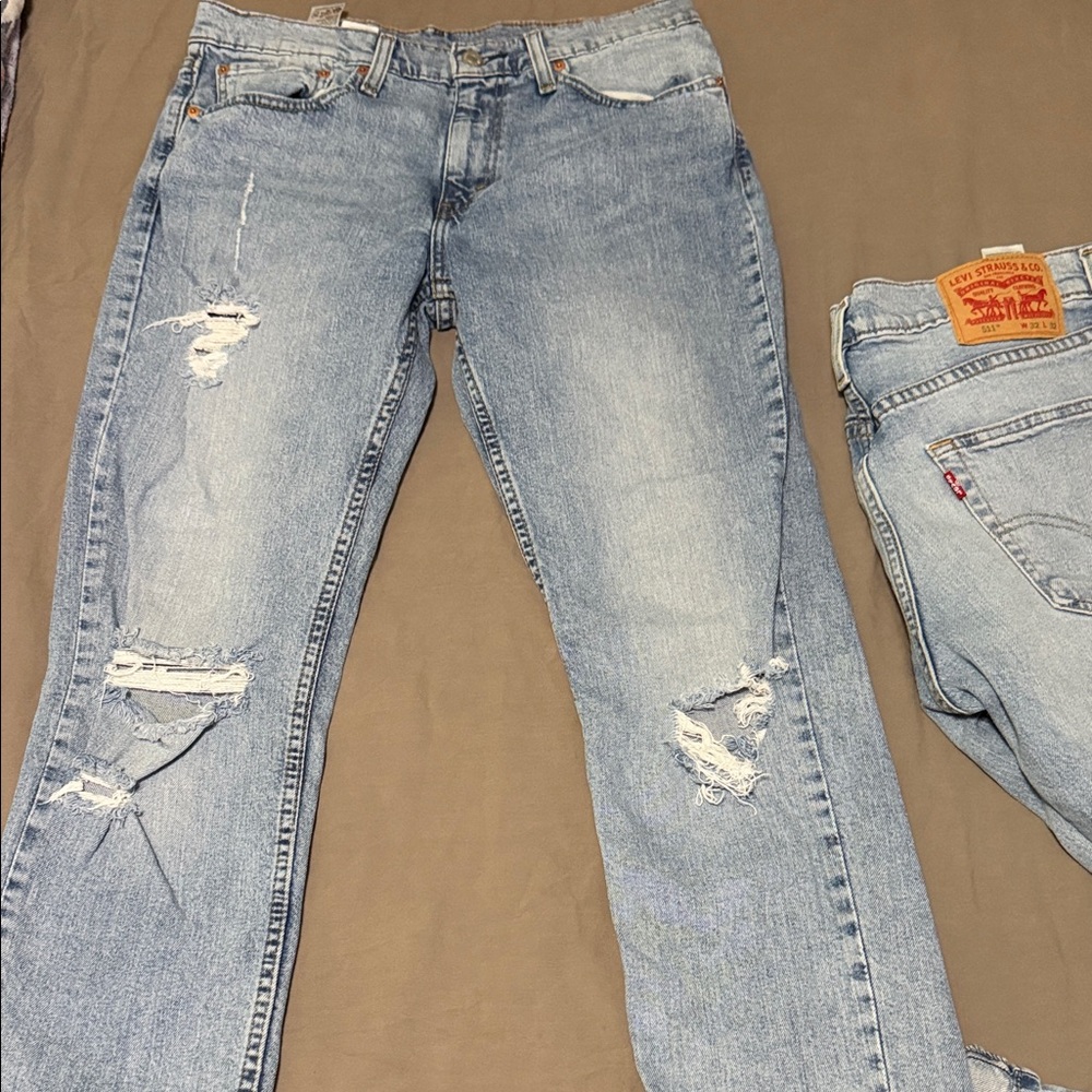 Levi's Light Blue Ripped Jeans 511 32X32